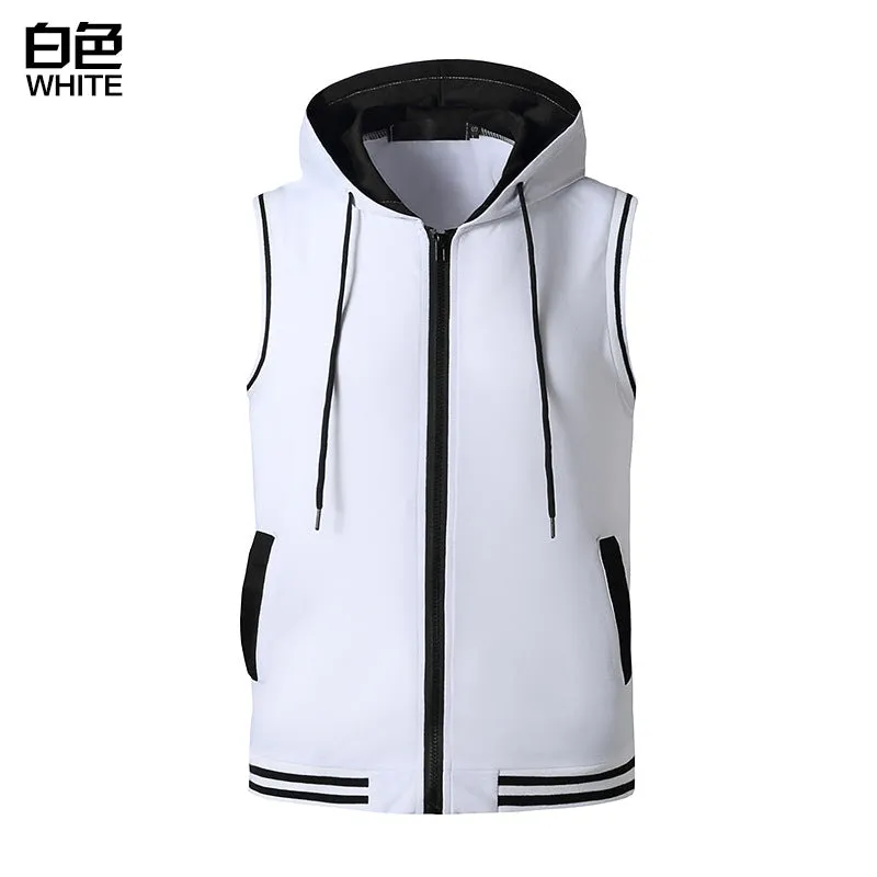 Men's Workout Hooded Vest Workout Fitness Muscle Sleeveless Workout T-shirt