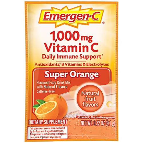 Mezcla para suplemento dietético bebible Emergen-C, con 0,035 oz de vitamina C, sin cafeína, 30 paquetes de 0.30 oz cada uno, sabor açaí, ACR-030, Anaranjado, 1, 1