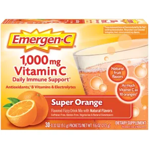 Mezcla para suplemento dietético bebible Emergen-C, con 0,035 oz de vitamina C, sin cafeína, 30 paquetes de 0.30 oz cada uno, sabor açaí, ACR-030, Anaranjado, 1, 1