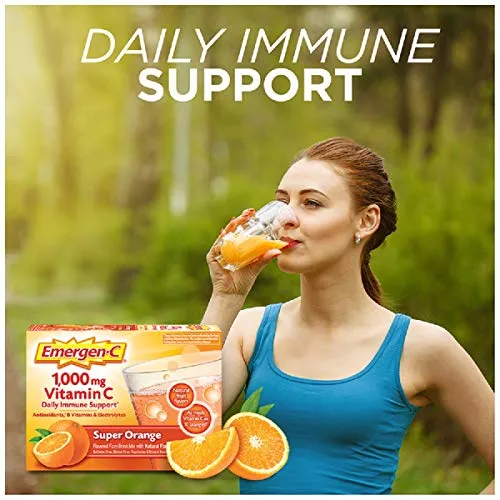 Mezcla para suplemento dietético bebible Emergen-C, con 0,035 oz de vitamina C, sin cafeína, 30 paquetes de 0.30 oz cada uno, sabor açaí, ACR-030, Anaranjado, 1, 1