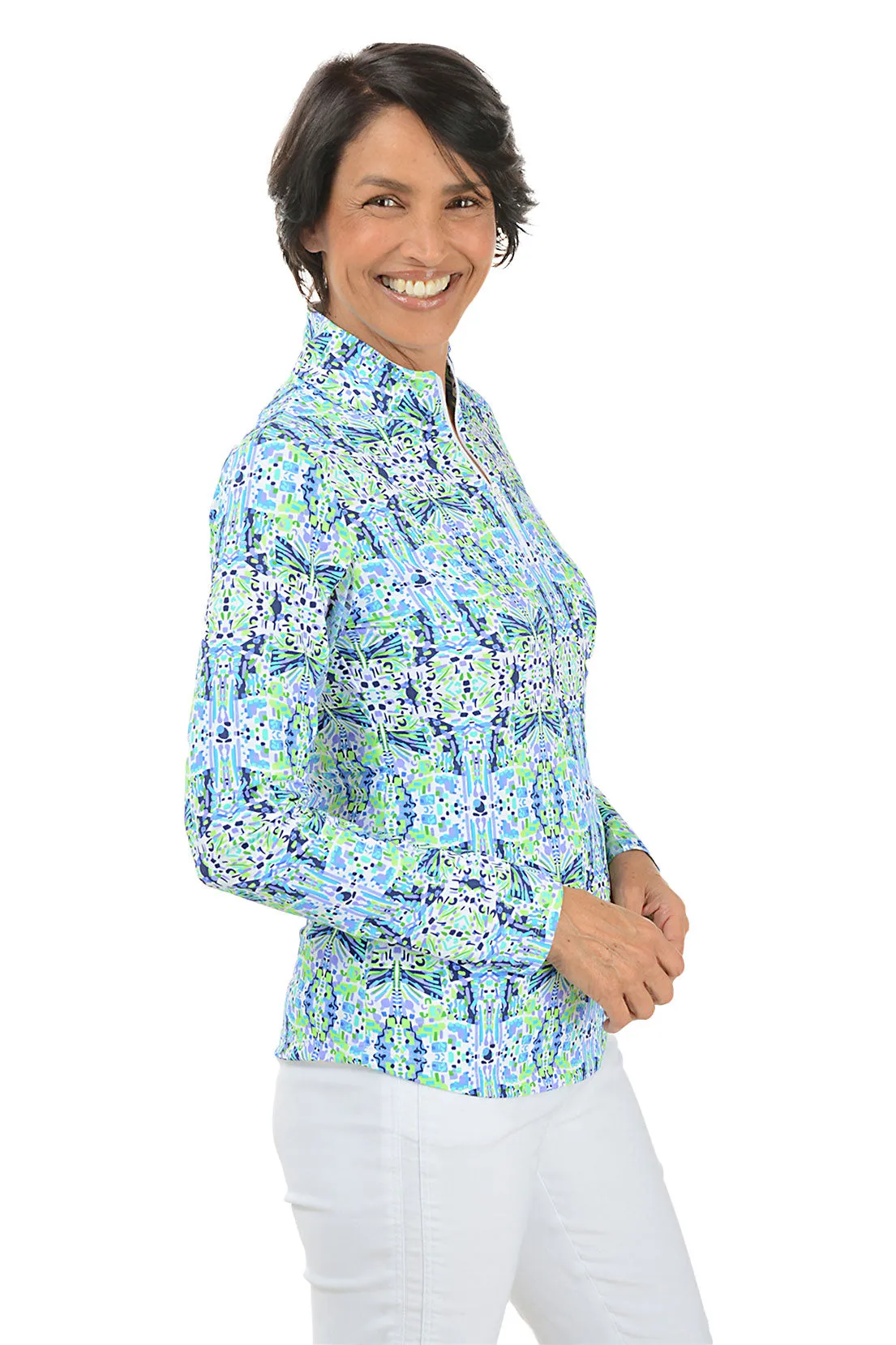 Navy Ridley Aztec UPF50  Sun Shirt