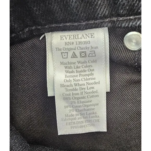 NEW Everlane Jeans/Original Cheeky® Jean Women's Black Size 28 Eco- Friendly