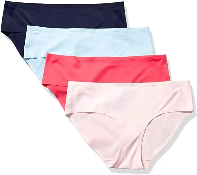 New in package! Amazon Essentials Women's 4-Pack Seamless Bonded Stretch Hipster Panties, Sz S!