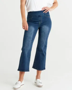 Nicola High Waist Stretchy Cropped Bootleg Jean - Dark Blue Denim