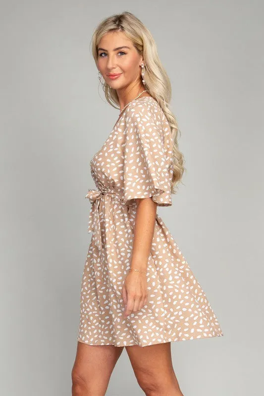 Nuvi Apparel Allover Print Belted Dress