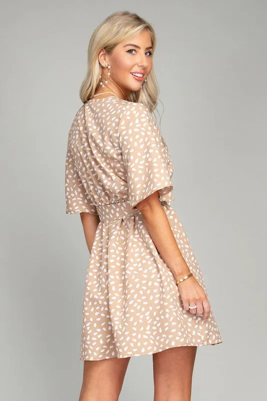Nuvi Apparel Allover Print Belted Dress