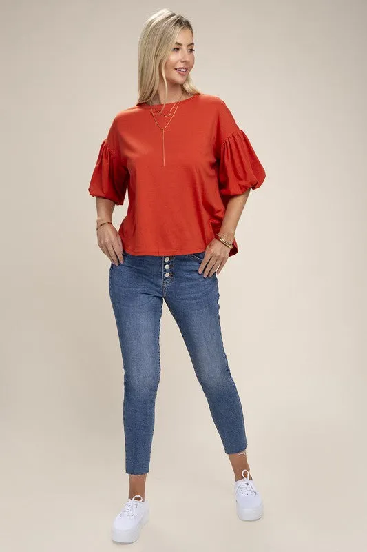 Nuvi Apparel Bubble sleeve top
