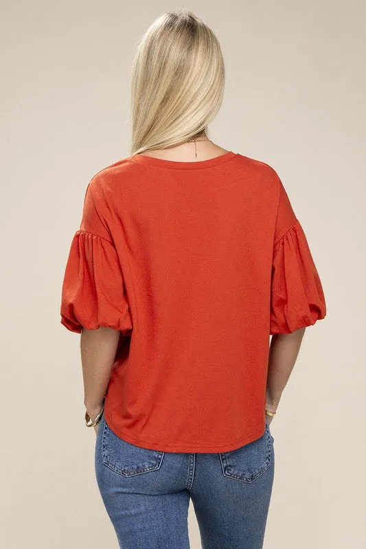Nuvi Apparel Bubble sleeve top