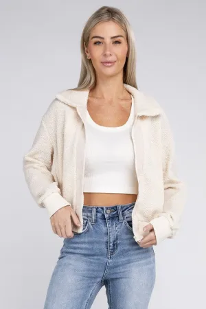 Nuvi Apparel Collared Zip Up Jacket