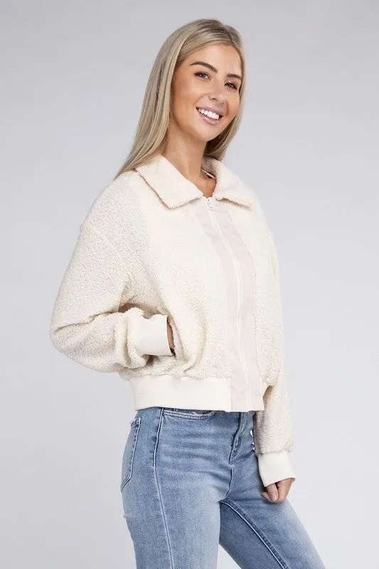 Nuvi Apparel Collared Zip Up Jacket