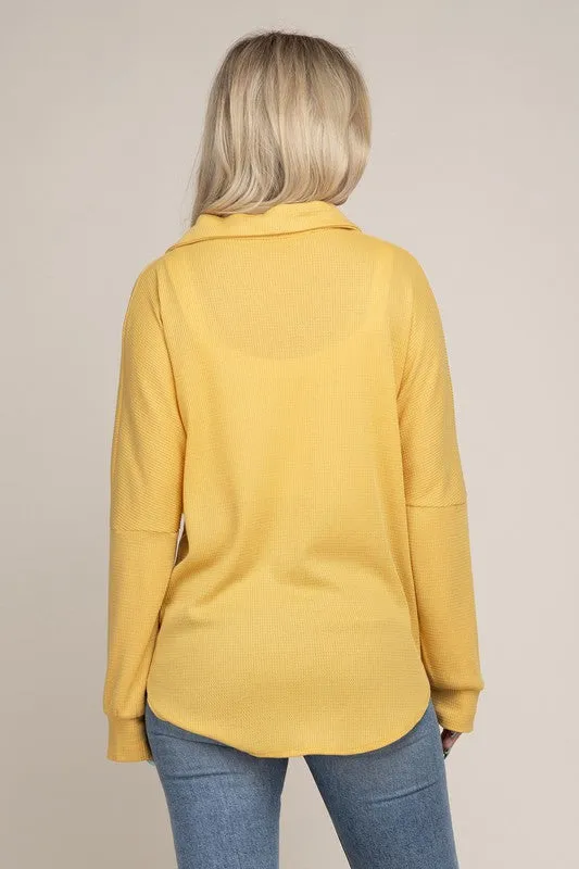 Nuvi Apparel Drop Shoulder Pocket Patched Button Front Shirt
