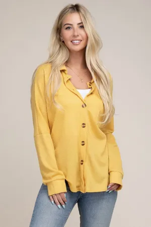 Nuvi Apparel Drop Shoulder Pocket Patched Button Front Shirt