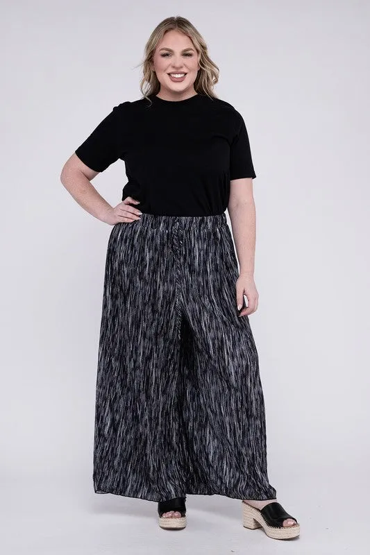 Nuvi Apparel PLUS Drawstring Waist Wide Leg Pants
