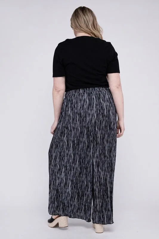 Nuvi Apparel PLUS Drawstring Waist Wide Leg Pants