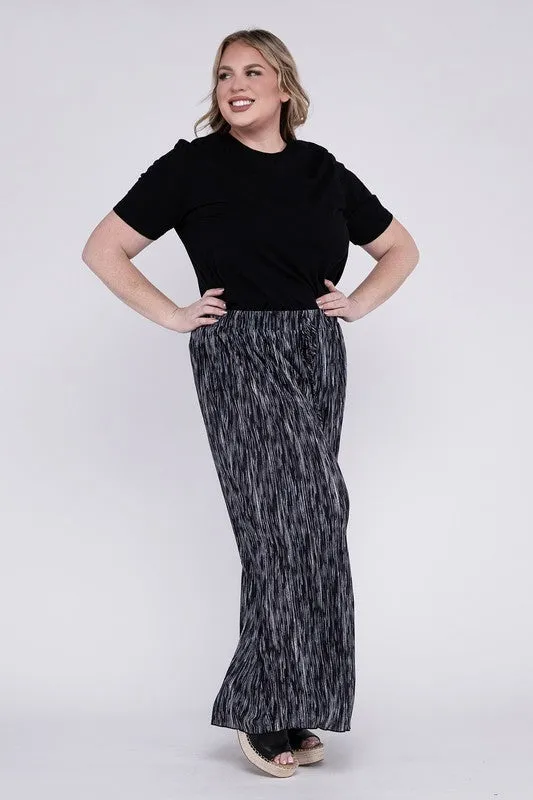 Nuvi Apparel PLUS Drawstring Waist Wide Leg Pants
