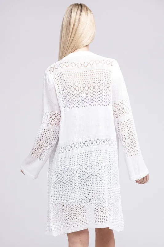 Nuvi Apparel Texture Open Front Knit Cardigan