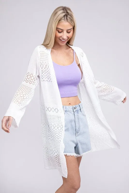 Nuvi Apparel Texture Open Front Knit Cardigan