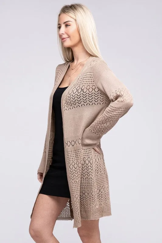Nuvi Apparel Texture Open Front Knit Cardigan