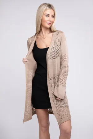 Nuvi Apparel Texture Open Front Knit Cardigan