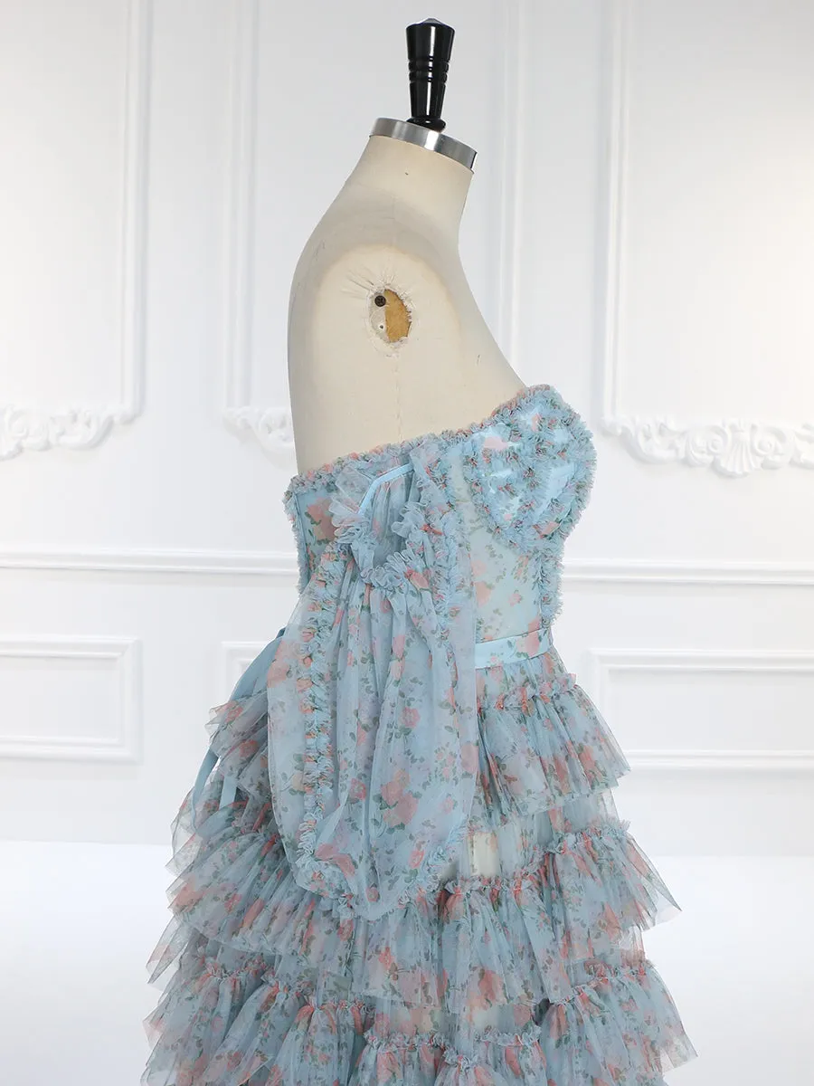 Off Shoulder Soft Tulle Floral Prom Gown Photo Shoot Dress YW231096