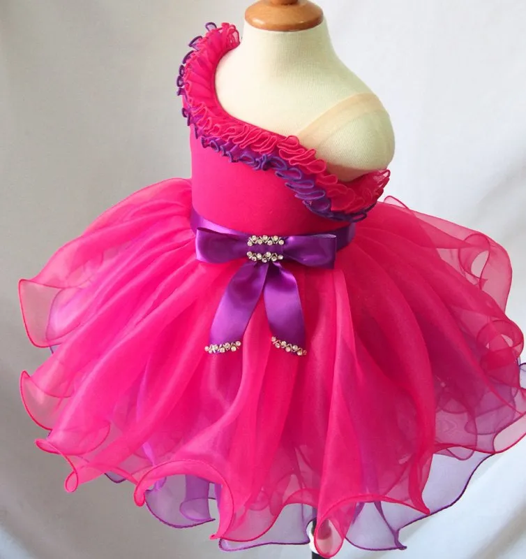 One Shoulder Toddler/Infant/Child Natural Baby Doll Pageant Dress