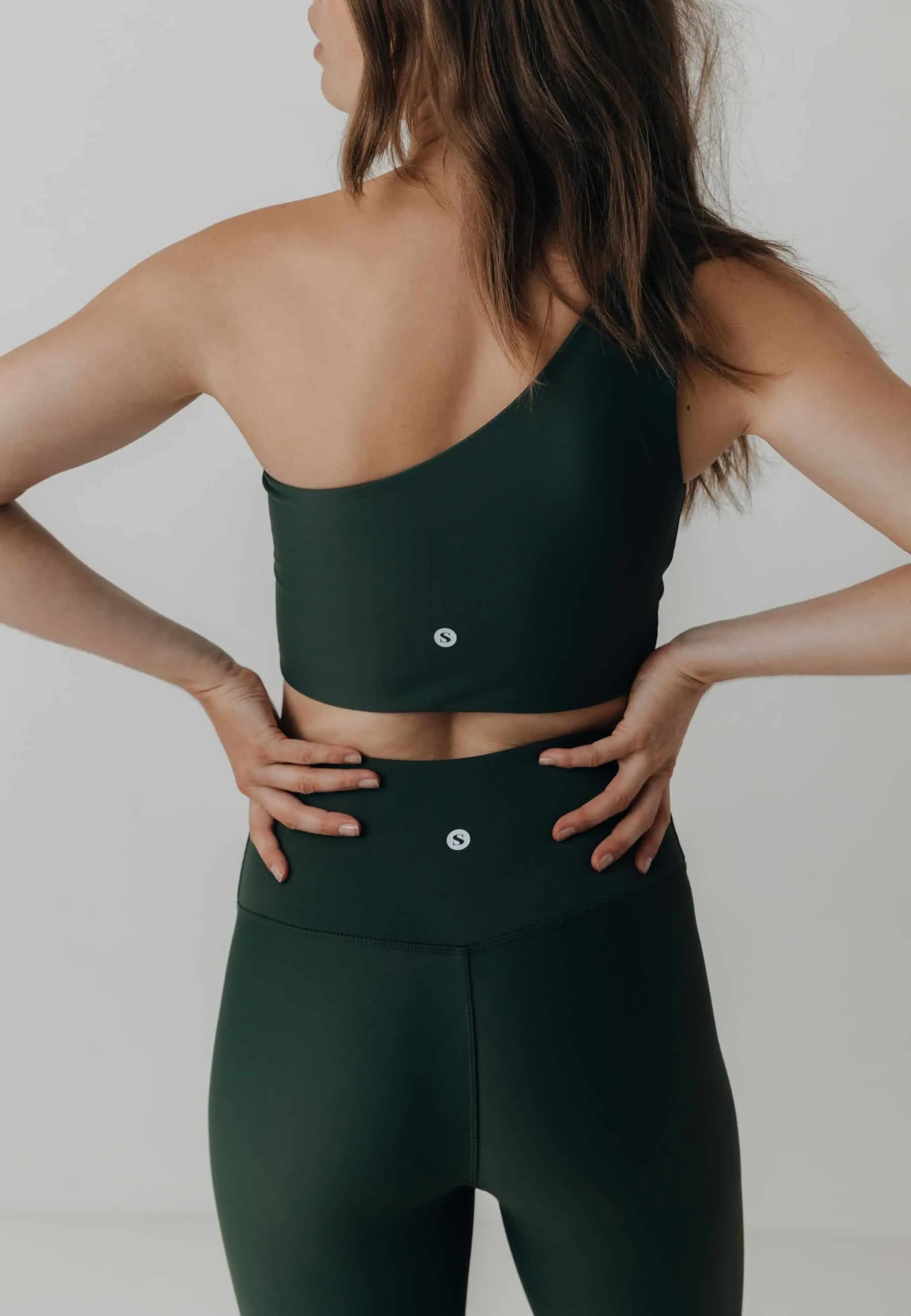 One Shoulder Yoga Top - Cool Khaki