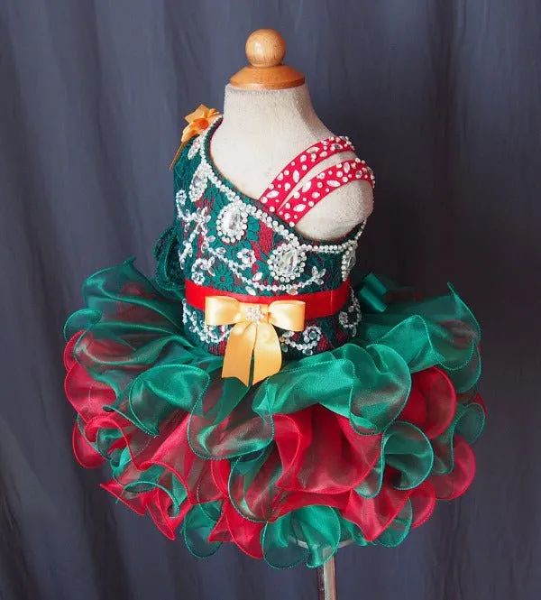 One Sleeve Beaded Bodice Little Girl/Baby Girl Pageant Dress