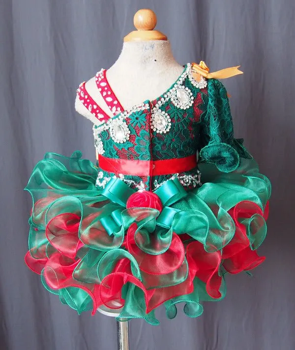 One Sleeve Beaded Bodice Little Girl/Baby Girl Pageant Dress