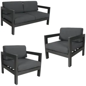 Outie 3pc Set 1 1 2 Seater Outdoor Sofa Lounge Aluminium Frame Charcoal