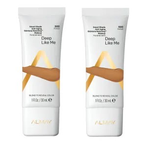 Pack of 2 Almay Smart Shade Anti-Aging Skintone Matching Makeup, Deep Like Me 500