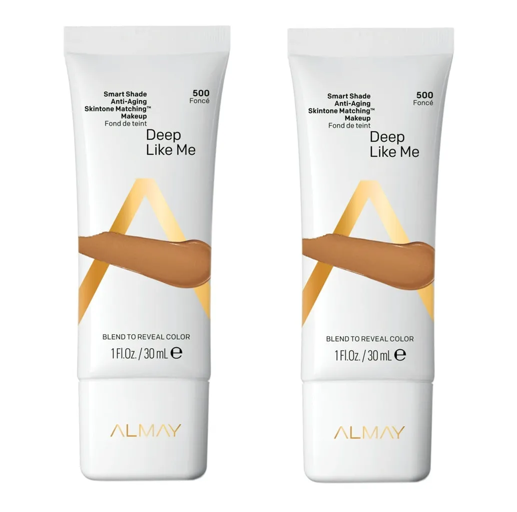 Pack of 2 Almay Smart Shade Anti-Aging Skintone Matching Makeup, Deep Like Me 500