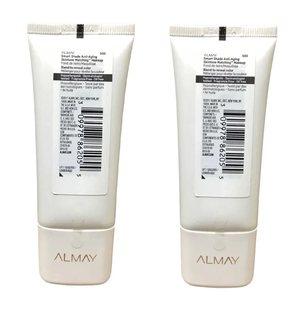 Pack of 2 Almay Smart Shade Anti-Aging Skintone Matching Makeup, Deep Like Me 500