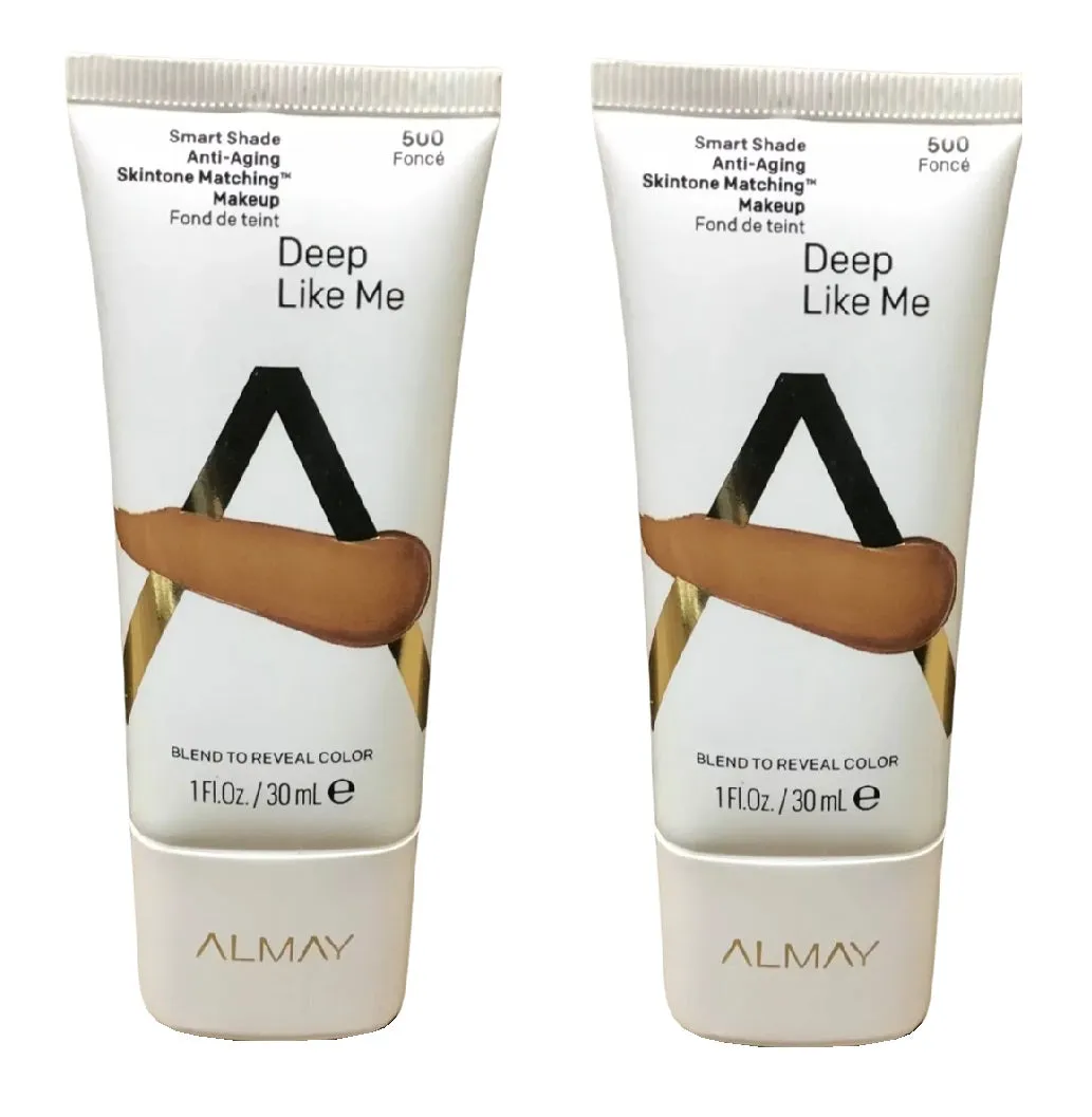Pack of 2 Almay Smart Shade Anti-Aging Skintone Matching Makeup, Deep Like Me 500