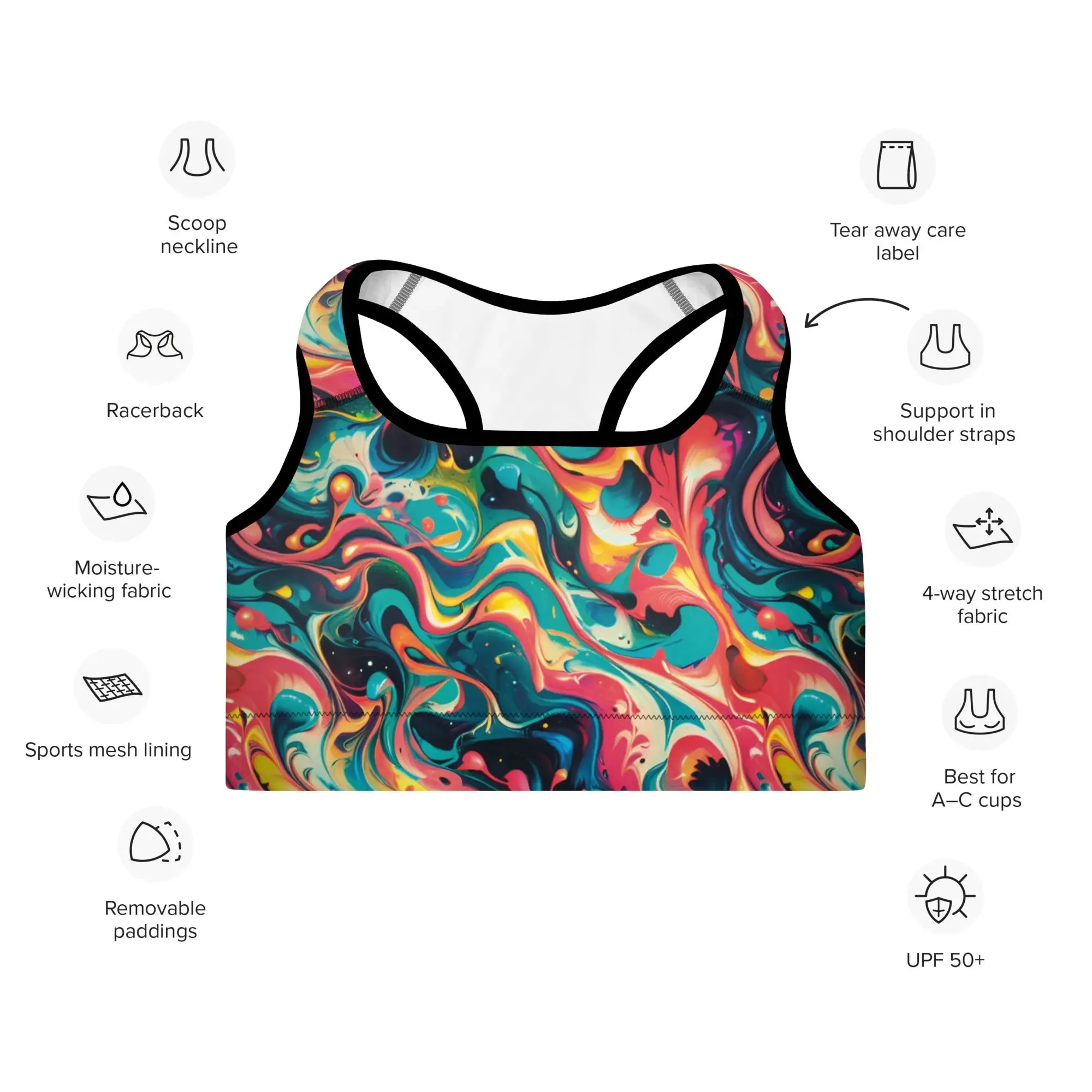 Padded Sports Bra - Celestial Splash
