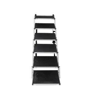 PaWz 6 Steps Dog Ramp Adjustable Height Black