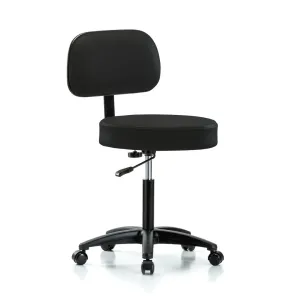 PERCH Walter Height Adjustable Exam Stool with Backrest | Medium Bench Height 21-28.5" Perch Chairs & Stools Color: Black Fabric