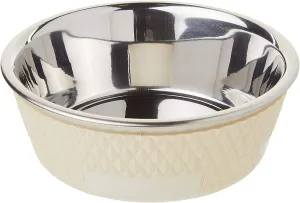 PET RAGEOUS Kona Non-Skid Stainless-Steel Bowl, Antique White, 3.75 Cups/6.75"