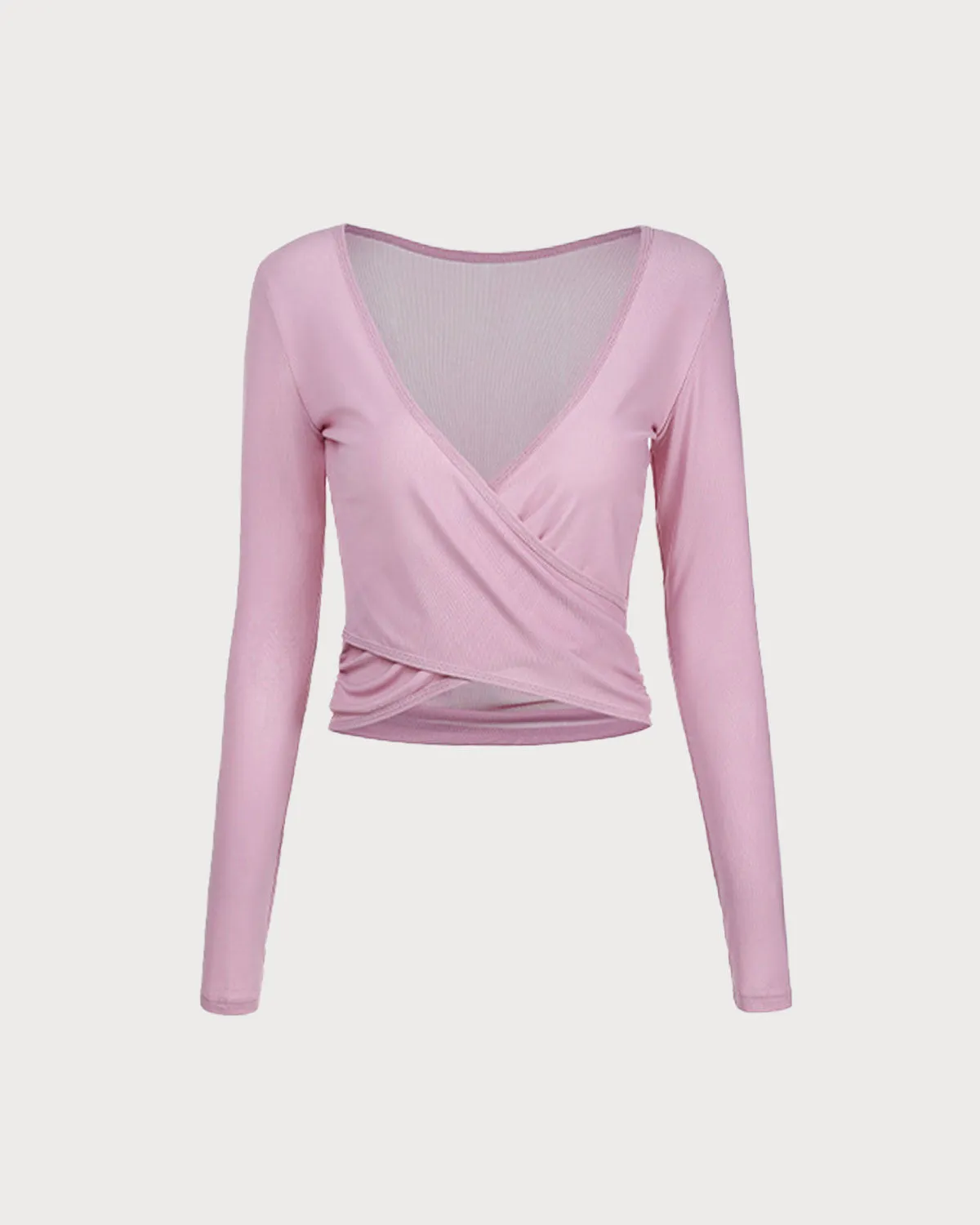 Pink Surplice Long Sleeve Cover-up - Light Support