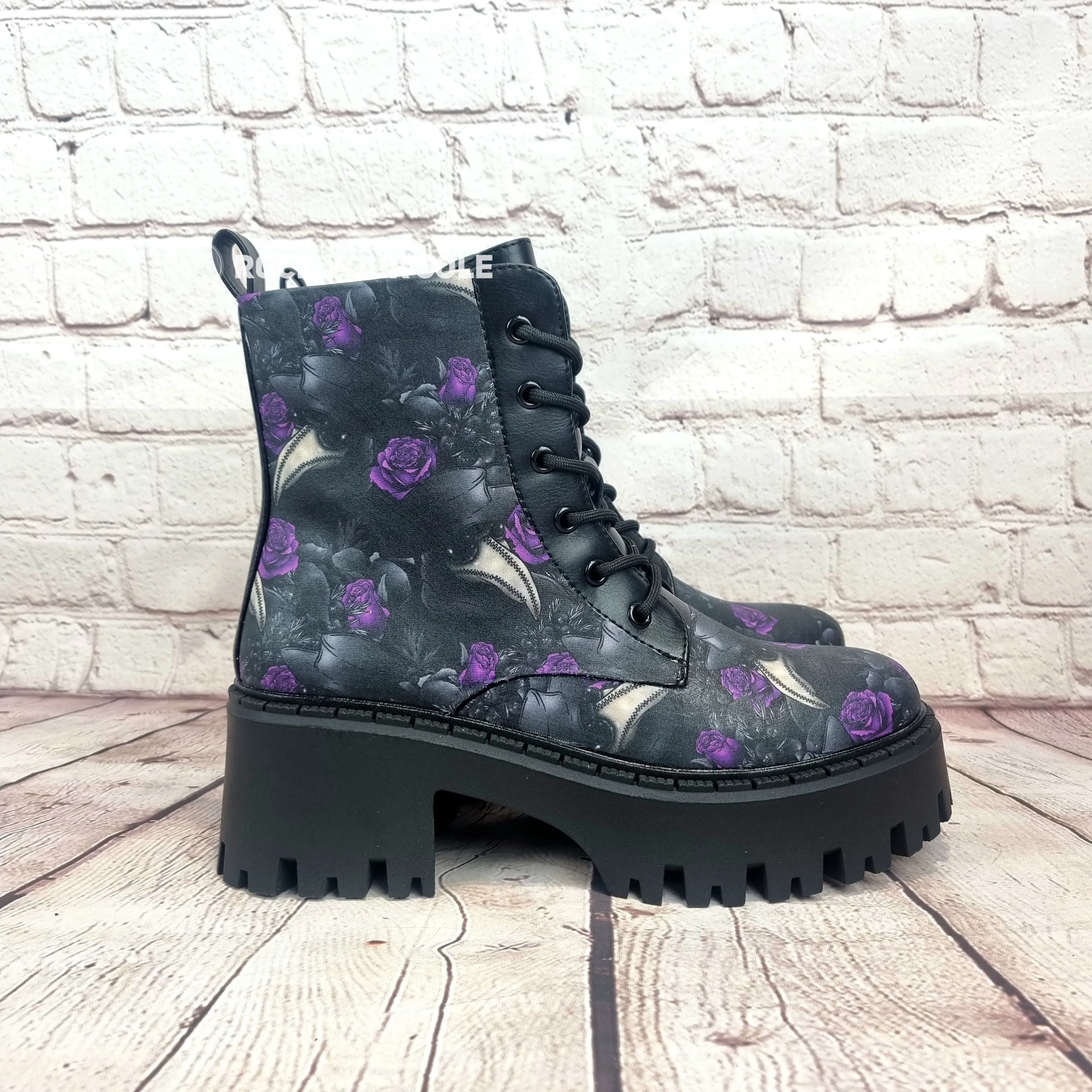 Plague doctor chunky heel ankle boots