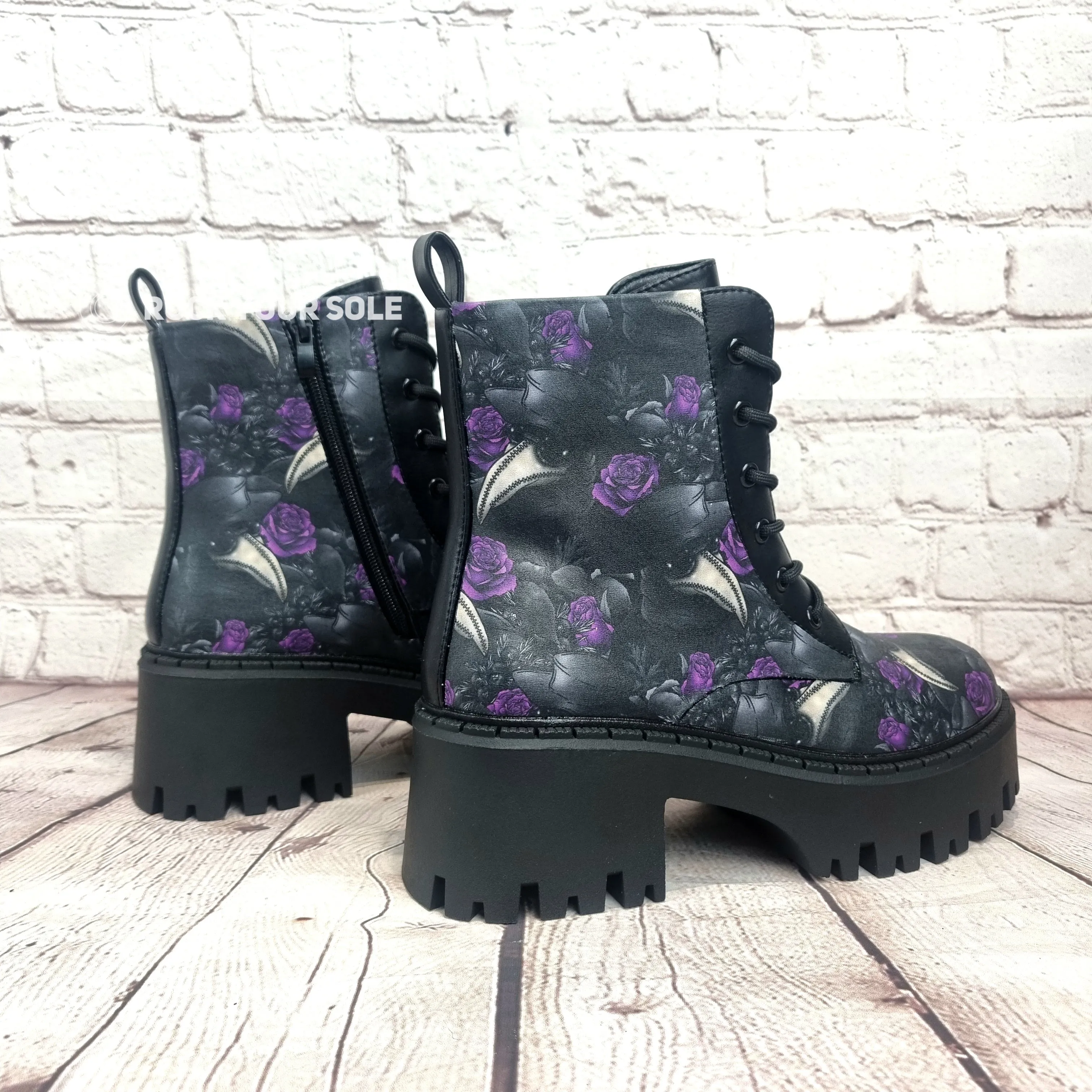 Plague doctor chunky heel ankle boots