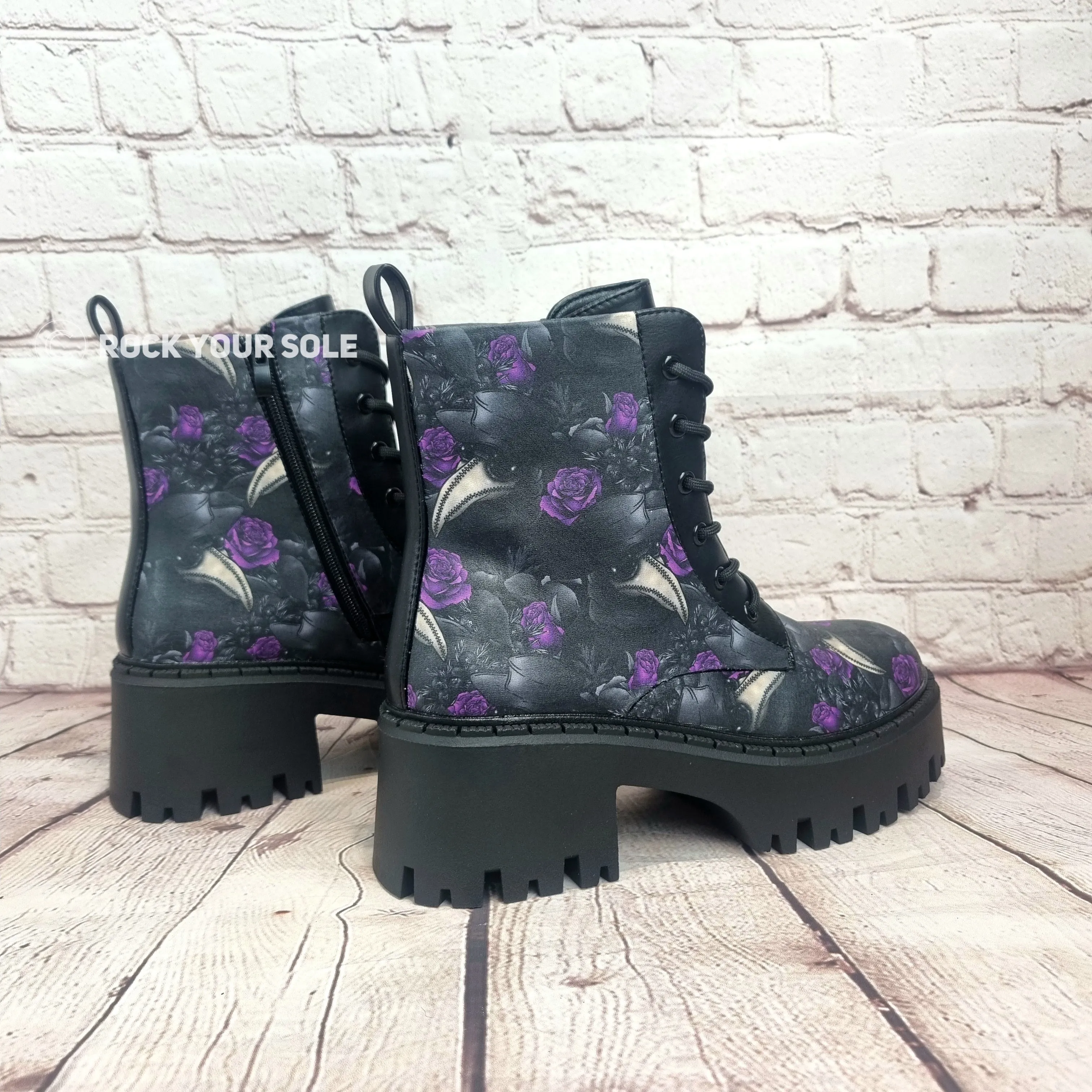 Plague doctor chunky heel ankle boots