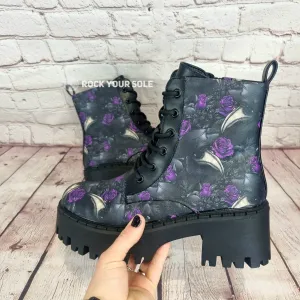 Plague doctor chunky heel ankle boots