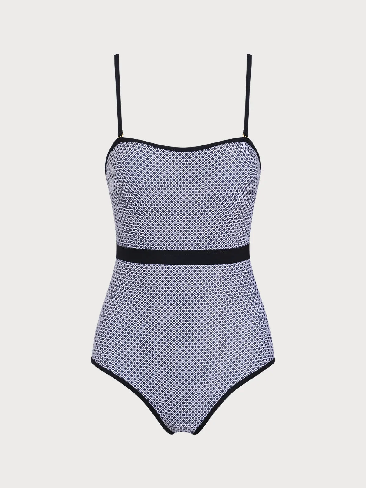 Plaid Contrast One-Piece Swimsuit