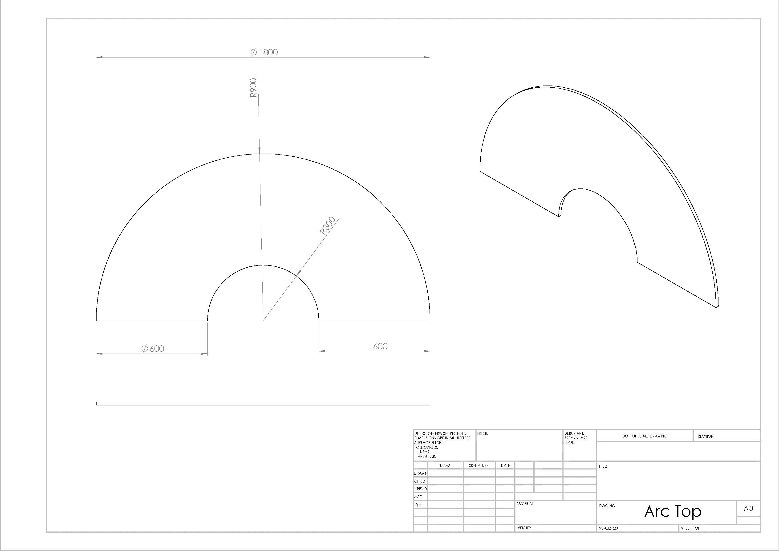 Podz Kinetic Height Adjustable Arc Table
