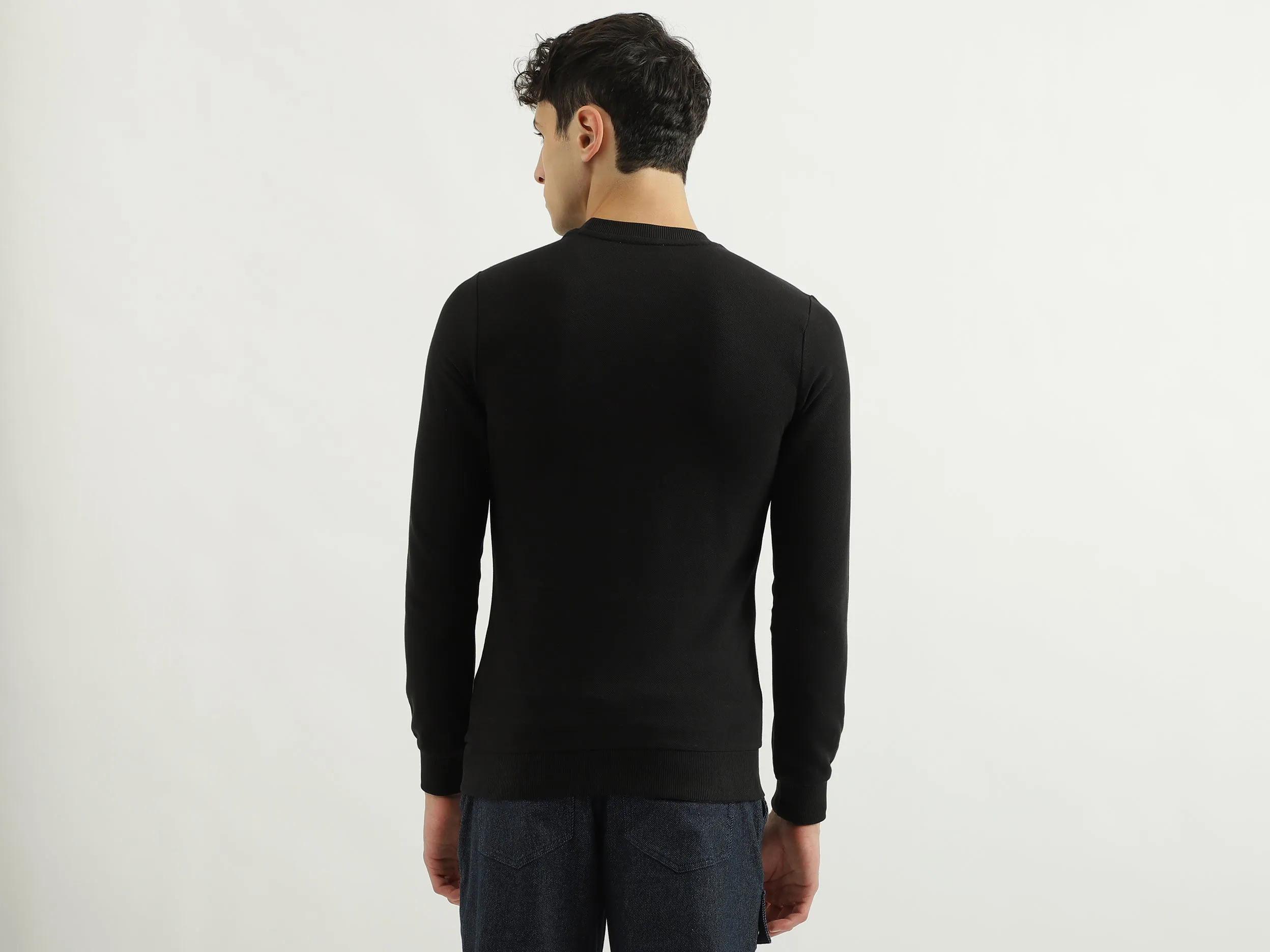 Regular Fit Round Neck Basic Branded Sweatshirt