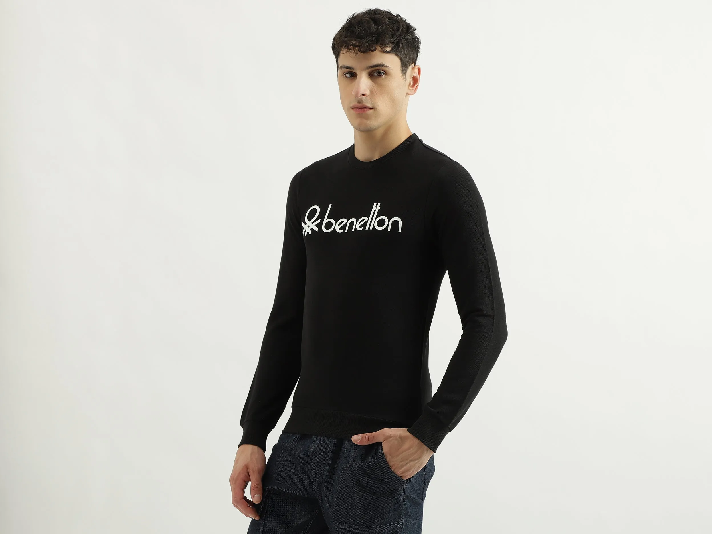 Regular Fit Round Neck Basic Branded Sweatshirt