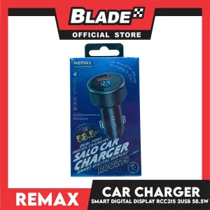 Remax Car Charger Salo Series 58.5W PD QC RCC215 Dual Port Fast Charging Smart Digital Display