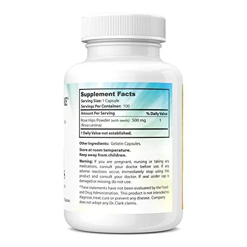 Rose Hips Suplemento, 500 mg, 100 Cápsulas