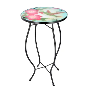 Round Side Garden Mosaic Table With Colibri Design