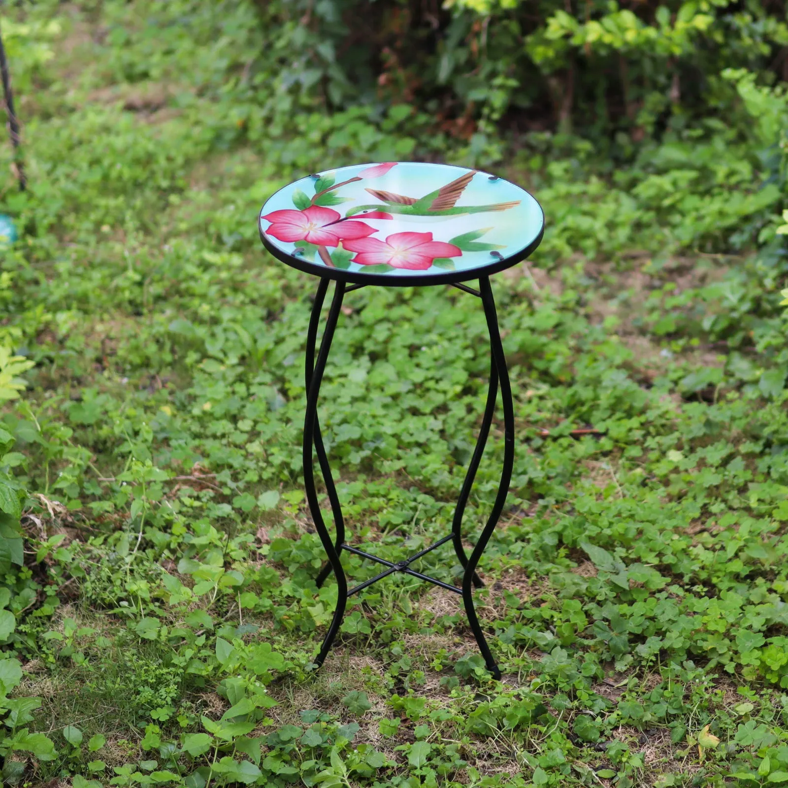 Round Side Garden Mosaic Table With Colibri Design
